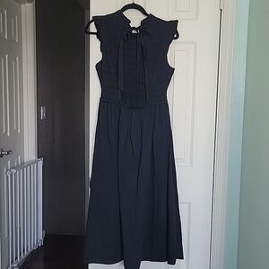 GAP Open-Back Smocked Midi Dress Black